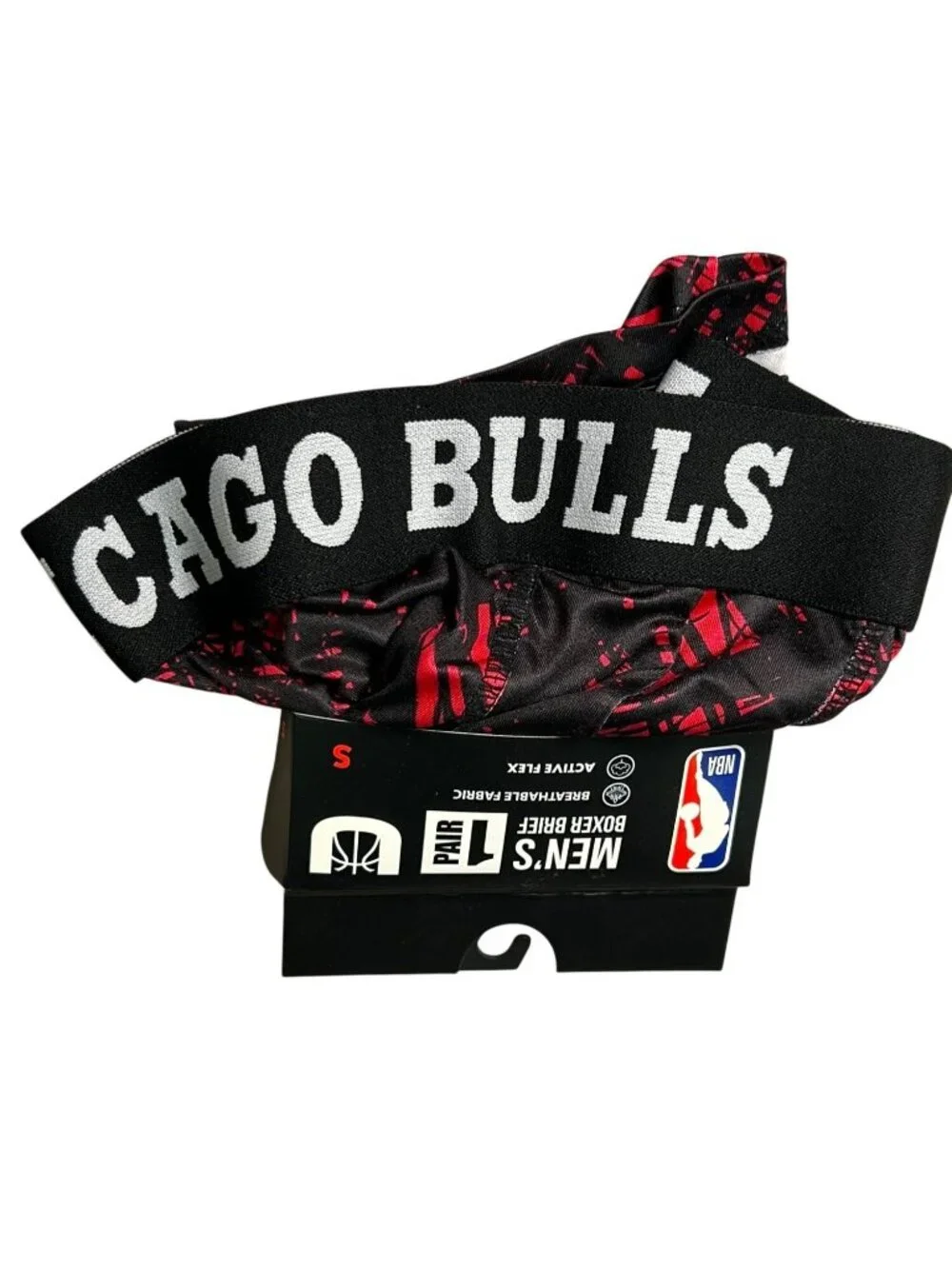 NEW Chicago Bulls Boxer Brief Shorts NBA Mens Size Small Red & Black Logo 1 Pair